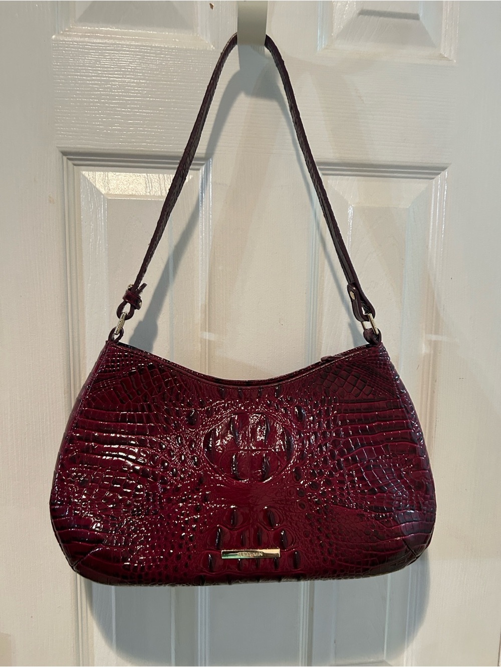 Brahmin Deep Burgundy Croc-Embossed Shoulder Bag